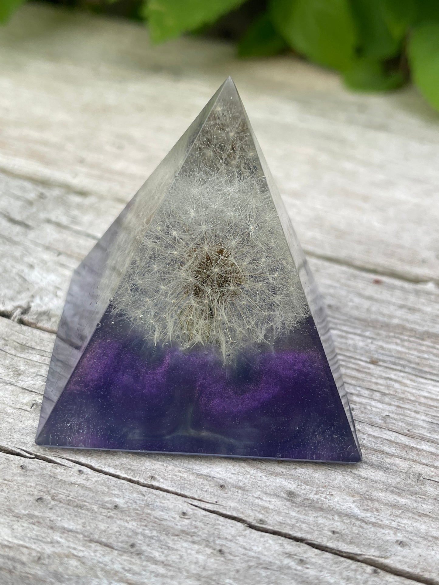 Dandelion Floating in Purple Pyramid Home Office Decor Decoration