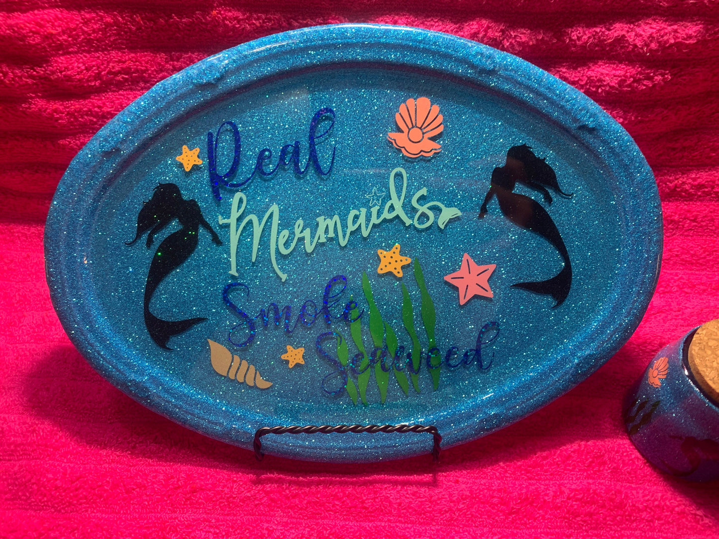 Mermaids Smoke Seaweed Rolling Tray with small Stash Jar