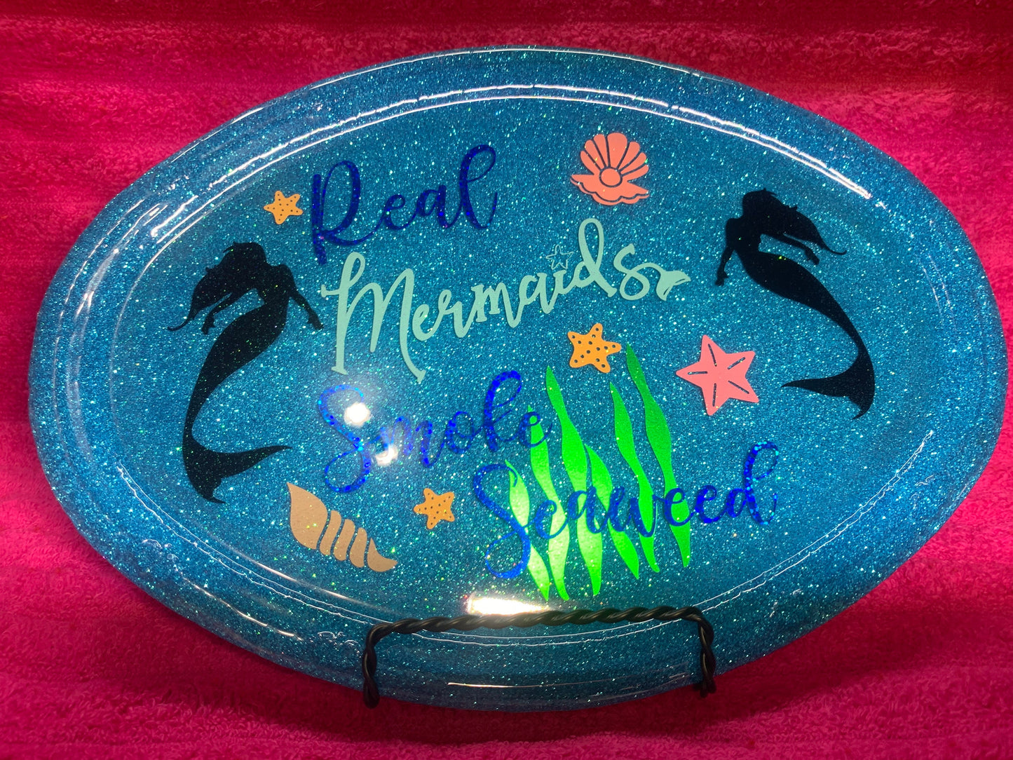 Mermaids Smoke Seaweed Rolling Tray with small Stash Jar