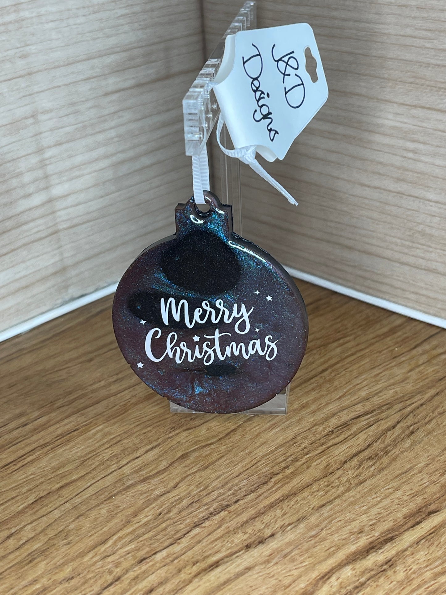 Red Blue Dark Color Shift Merry Christmas Ornament