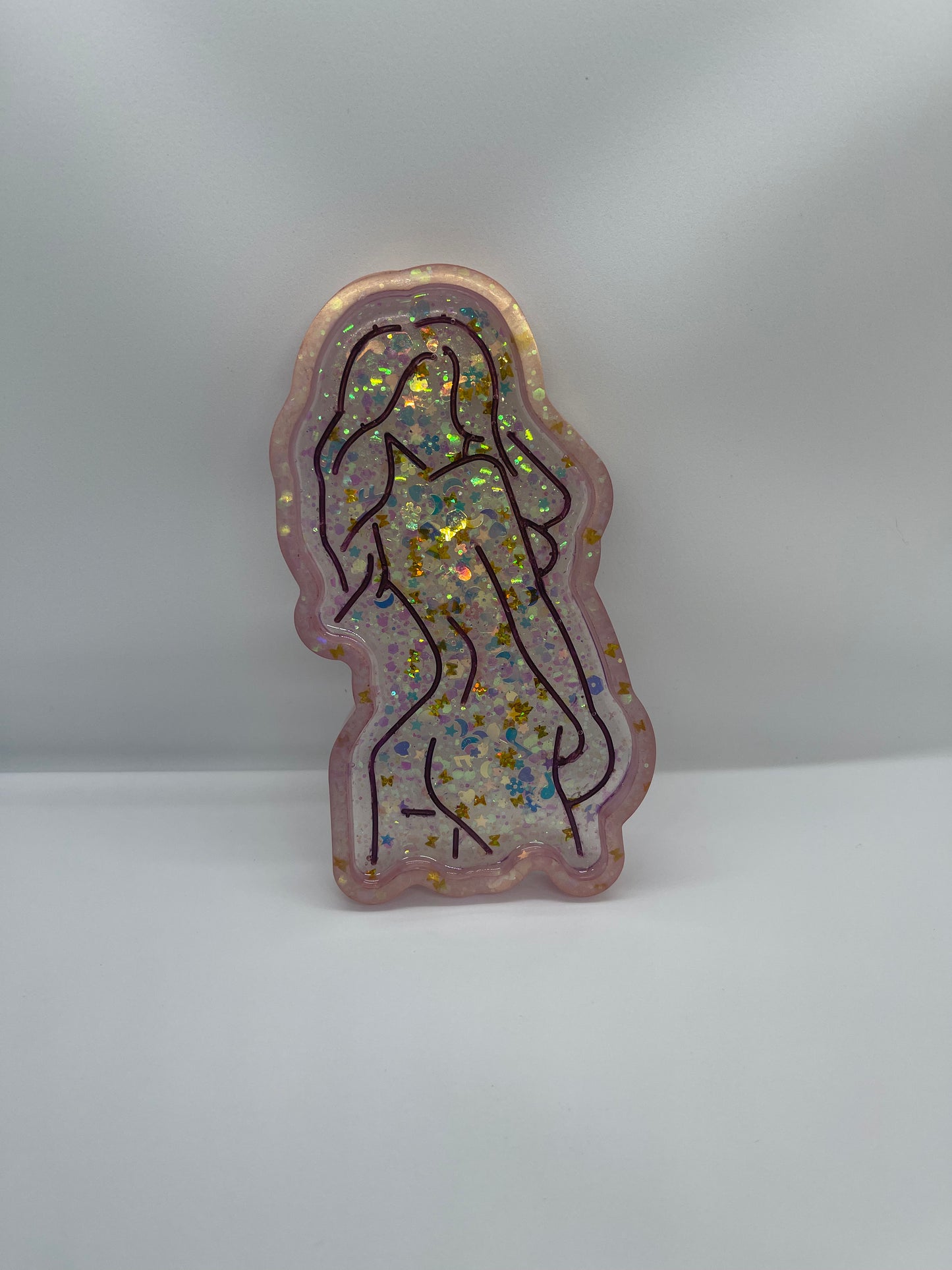 Female Woman Body Pink Holographic Trinket Jewelry Tray