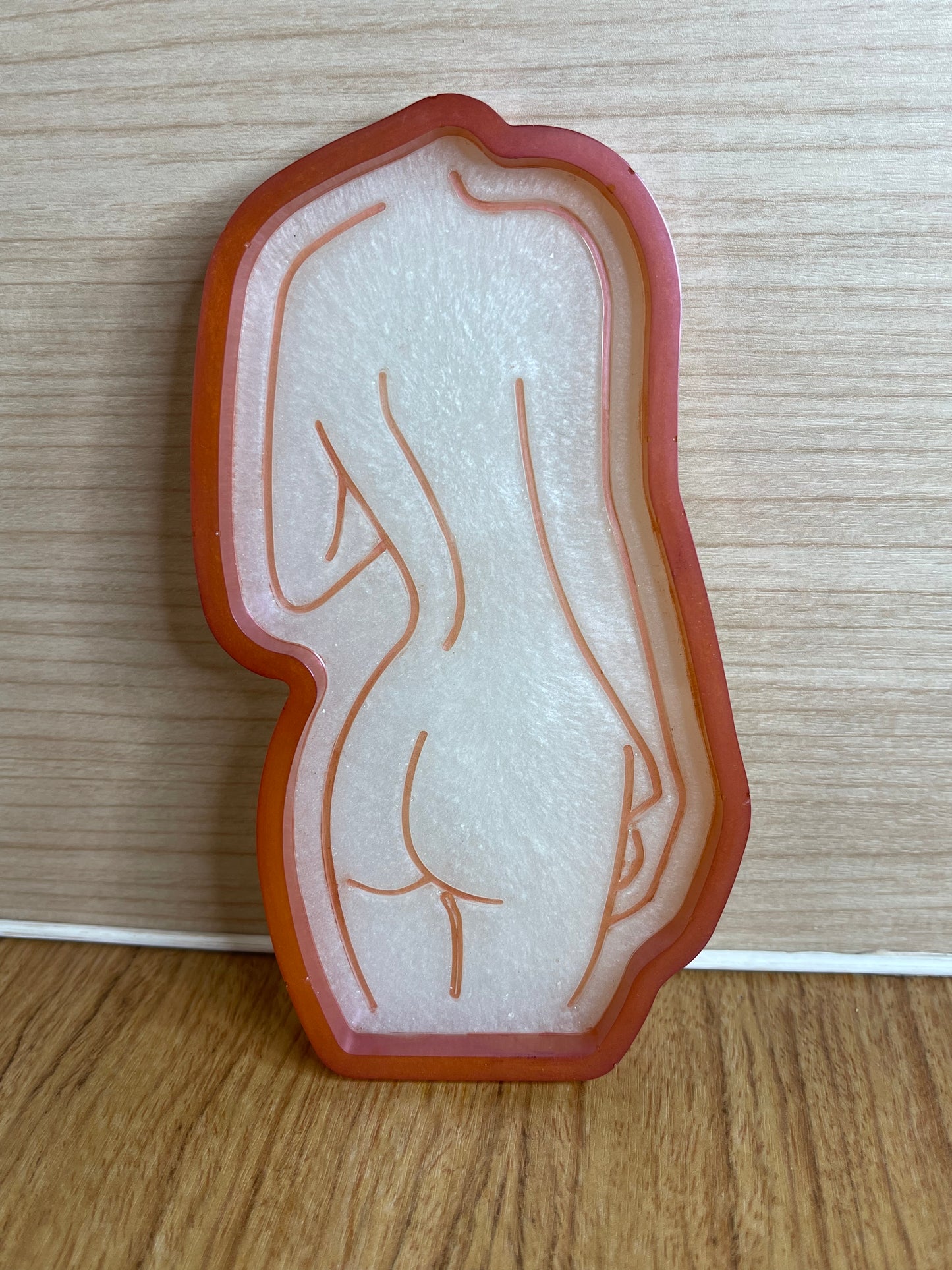 White and Orange Female Woman Body Trinket Jewelry Tray